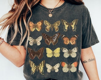 Komfort Farben Schmetterling Shirt Cottagecore Kleidung Schmetterling Liebhaber Geschenk Cottage Core Kleidung Ästhetik Shirt Monarchfalter Tee