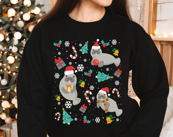 Manatee Christmas Sweatshirt Manatee Shirt Manatee Sweatshirt Manatee Sweater Manatee Gifts Manatee Gift Marine Biology Shirt Ocean Shirt