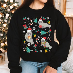 Manatee Christmas Sweatshirt Manatee Shirt Manatee Sweatshirt Manatee Sweater Manatee Gifts Manatee Gift Marine Biology Shirt Ocean Shirt