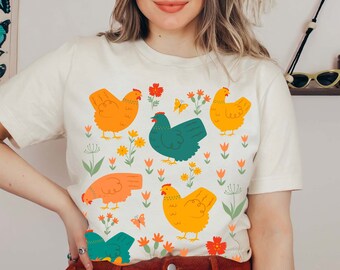 Chicken Shirt Chicken Lover Gift Chicken Mom Tshirt Crazy Chicken Lady T Shirt Cottage Core Top Farm Girl Tee Cottagecore Aesthetic Clothing