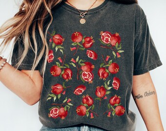 Comfort Colors Pomegranate Shirt Pomegranate Gift Fruit T Shirt Cottage Core Shirt Cottagecore Clothing Botanical Shirt Gardening Tee
