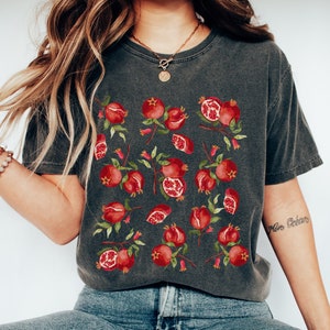 Comfort Colors Pomegranate Shirt Pomegranate Gift Fruit T Shirt Cottage Core Shirt Cottagecore Clothing Botanical Shirt Gardening Tee