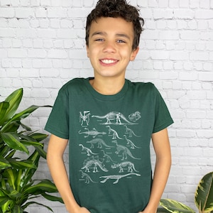 Kids Dinosaur Shirt Youth Dino Bones Shirt Paleontology Shirt Boy Girl Dinosaur Skeleton Clothes Dinosaur Gifts TRex Shirt Aesthetic Shirt