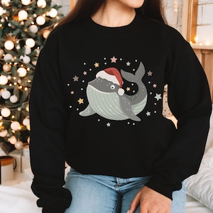Whale Christmas Sweatshirt Whale Sweater Marine Life Sweatshirt Whale Shirt Whale Gifts Whale Gift Whale Crewneck Ocean Animal Sweatshirt