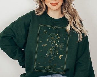 Jungfrau Sweatshirt Jungfrau Geschenk Jungfrau Geschenke September Geburt Blumen Shirt Morning Glory Crewneck Geburtsmonat Pullover Horoskop Sternzeichen Shirt