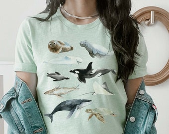 Marine Life Shirt Marine Biology Tshirt Marine Animal Gift Whale Shirt Ocean Conservation Shirt Manatee T Shirt Sea Turtle Penguin Tee
