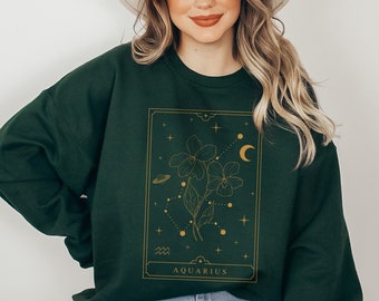 Aquarius Sweatshirt Aquarius Gift Aquarius Gifts February Birth Flower Shirt Birth Month Sweater Horoscope Sweater Zodiac Sign Astrology