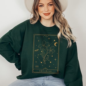 Wassermann Sweatshirt Wassermann Geschenk Wassermann Geschenke Februar Geburt Blume Shirt Geburt Monat Pullover Horoskop Pullover Sternzeichen Astrologie