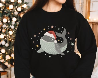 Whale Christmas Sweatshirt Whale Sweater Marine Life Sweatshirt Whale Shirt Whale Gifts Whale Gift Whale Crewneck Ocean Animal Sweatshirt