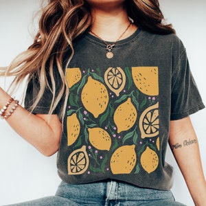 Comfort Colors Lemon Shirt Citrus Shirt Fruit Shirt Cottage Core Shirt Lemon Clothing Cottagecore Shirt Fruit Tshirt Fruit T Shirt Botanical