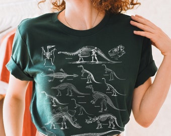 Dinosaur Skeleton Shirt Paleontology Shirt Dark Academia Clothing Goblincore Clothing Aesthetic Clothes Dinosaur Tshirt Trex Dino Shirt