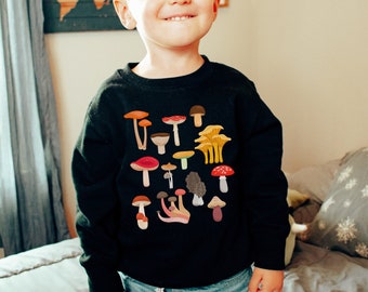 Toddler Mushroom Sweatshirt Kids Crewneck Boys Sweatshirt Girls Sweatshirt Cottagecore Clothing for Kids Mushroom Apparel Cute Sweatshirt