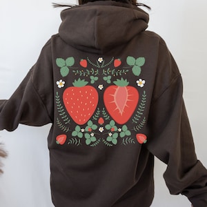 Strawberry Hoodie Strawberry Lovers Gift Cottagecore Clothing Fruit Sweatshirt Cottage Core Clothes Botanical Aesthetic Wildflower Hoodie