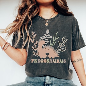 Comfort Colors Pregosaurus Shirt Pregnancy Announcement Shirt for Baby Shower Expectant Mom Baby Announcement Shirt Expecting Mom Gift