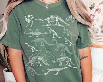 Comfort kleuren dinosaurus fossiele shirt dinosaurus geschenken paleontologie cadeau paleozoo dinosaurus skelet shirt Goblincore kleding Trex shirt