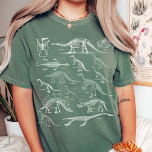 Comfort Colors Dinosaur Fossil Shirt Dinosaur Gifts Paleontology Gift Paleozoo Dinosaur Skeleton Shirt Goblincore Clothing Trex Shirt