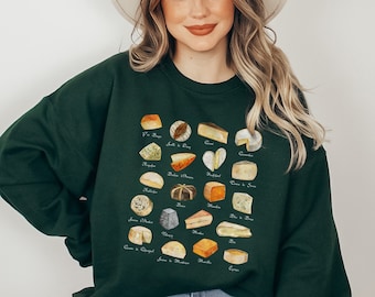 Felpa di formaggio francese Amante del formaggio Crewneck Regalo di buongustaio Regali di formaggio Camicia da cucina Cottagecore Abbigliamento Cottage Core Vestiti Maglione alimentare