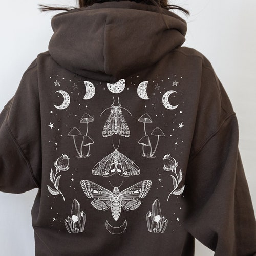 Moths & Mushroom Hoodie Dark Academia Aesthetic Sweater - Etsy