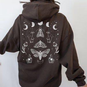 Magical Moth Hoodie Fairycore Hoodie Dark Academia Hoodie Cottagecore Clothes Cottage Core Clothing Aesthetic Hoodie Mushroom Hoodie