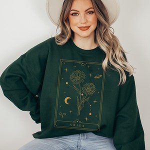 Aries Sweatshirt Aries Gift Aries Gifts April Birth Flower Shirt Birth Month Sweater Horoscope Crewneck Zodiac Sign Shirt Astrology Shirt