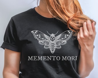 Memento Mori Shirt Deaths Head Moth Tshirt Insect Tee Gothic Shirt Goth Skull Tee Stoic Quote Dark Academia Clothing Indie Aesthetic Clothes