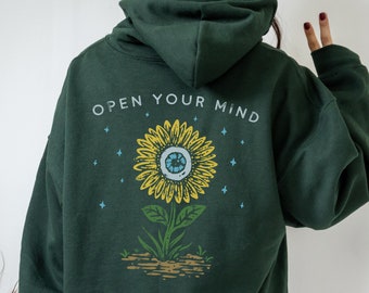Felpa con cappuccio Apri la tua mente Felpa con cappuccio Occhio malvagio Felpa con cappuccio Terzo occhio Abbigliamento boho Felpa con cappuccio Strega Felpa con cappuccio Girasole Abbigliamento celeste Abbigliamento estetico