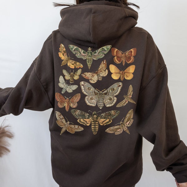 Moth Hoodie Cottagecore Clothing Dark Academia Clothing Goblincore Clothing Cottage Core Aesthetic Clothes Insect Hoodie Trendy Clothes