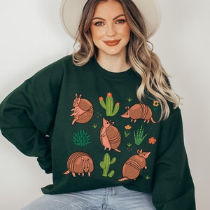 Armadillo Sweatshirt Armadillo Gift Texas Shirt Desert Sweater Cactus Crewneck Cottagecore Clothing Cottage Core Clothes Wildlife Shirt
