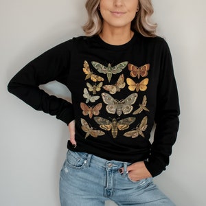 Long Sleeve Moth Shirt Cottagecore Shirt Goblincore Clothing Dark Academia Shirt Butterfly Shirt Fairycore Clothing Bug Shirt Insect Shirt