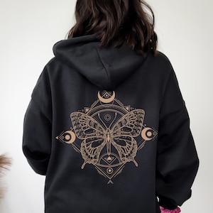 Mystical Butterfly Hoodie Dark Academia Apparel Dark Boho Clothing Celestial Butterfly Hoodie Witchy Hoodie Indie Clothing Alt Clothes