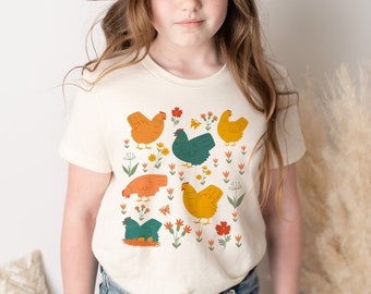 Chicken Shirt Kids Chicken Gifts for Kid Cottage Core Clothing Farm T Shirt Youth Cottagecore Shirt Aesthetic Clothes Chicken Lover Gift