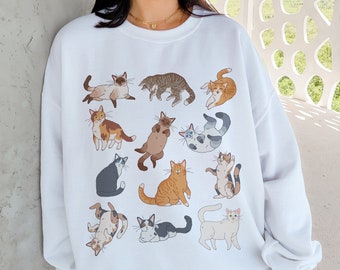 Cute Cat Sweatshirt Cat Sweater Kitties Shirt Kitty Crewneck Kitten Cottagecore Clothing Cottage Core Clothes Aesthetic Shirt Cat Lover Gift