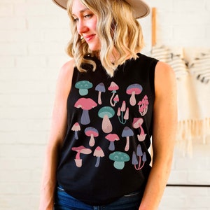 Mushroom Tank Top Cottagecore Tank Top Cottage Core Clothing Aesthetic Clothes Goblincore Tank Top Kawaii Fashion Boho Psychedelic Shirt