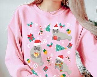 Manatee Christmas Sweatshirt Manatee Shirt Manatee Sweatshirt Manatee Sweater Manatee Gifts Manatee Gift Marine Biology Shirt Ocean Shirt