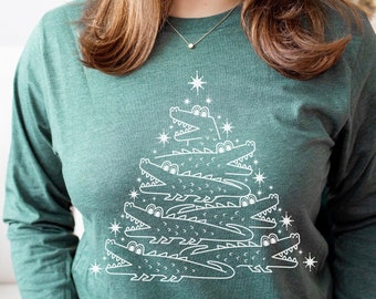 Long Sleeve Alligator Christmas Shirt Alligator Gifts Gator Shirt Florida TShirt Crocodile Shirt Alligator Lover Gift Swamp T Shirt