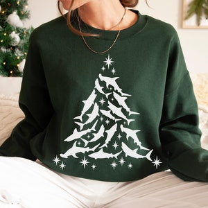 Shark Christmas Sweatshirt Shark Lovers Gift Shark Crewneck Shark Sweater Shark Shirts Shark Gift Shark Gifts Shark Tee Holiday Shark Shirt
