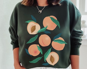 Georgia Peach Sweatshirt Fruit Sweatshirt Just Peachy Crewneck Cottagecore Sweater Botanical Sweatshirt Peaches Clothes Aesthetic Clothing