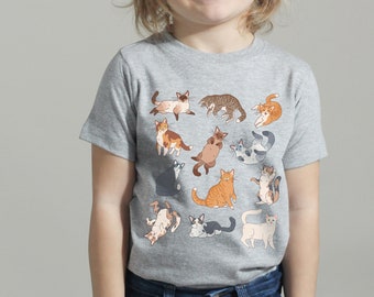 Camiseta de gato lindo para niños pequeños, camiseta de gatitos para niños, camiseta de gatito, camiseta de gatito, ropa Cottagecore, ropa Cottagecore, regalo estético para amantes de los gatos