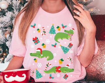 Chemise de Noël en alligator Cadeaux alligator Chemise Gator Tshirt Floride Chemise crocodile Cadeau amoureux d'alligator T-shirt des marais T-shirt de Noël
