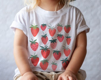 Aardbei Shirt Peuter Tee Baby Meisje Tshirt Botanische Top Cottagecore Kleding Cottage Core Kleding Fruit T Shirt Zomer Tuin Shirt