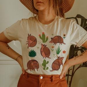 Armadillo Shirt Armadillo Gift Texas Shirt Desert Shirt Cactus Shirt Cottagecore Clothing Cottage Core Clothes Wildlife Shirt Armadillos Tee Natural