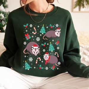 Christmas Opossum Sweatshirt Possum Crewneck Possum Gift Possum Gifts Possum Sweater Possum Shirt Cottagecore Clothing Cottage Core Clothes