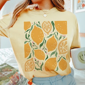 Comfort Colors Lemon Shirt Citrus Shirt Fruit Shirt Cottage Core Shirt Lemon Clothing Cottagecore Shirt Fruit Tshirt Fruit T Shirt Botanical