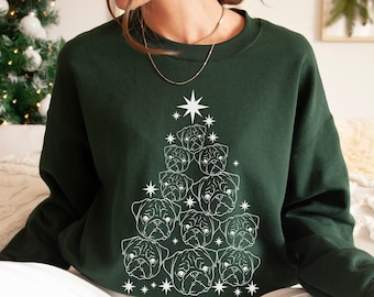 Pug Christmas Sweatshirt Pug Gifts Pug Sweater Pug Lover Gift Pug Mom Pug Dad Pug Christmas Shirt Holiday Pug Crewneck Pug Christmas Tree