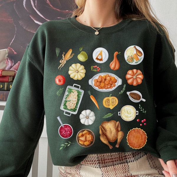 Thanksgiving Dinner Sweatshirt Thanksgiving Crewneck Cottagecore Sweater Turkey Sweatshirt Pumpkin Pie Sweatshirt Autumn Sweatshirt