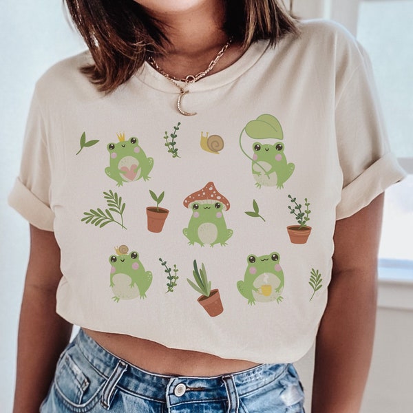 Kawaii Frog Shirt Cute Frog camiseta Cottagecore Shirt Cottagecore Frog Yume Kawaii Estética Ropa Cottage Core Ropa Goblincore Shirt