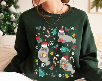 Manatee Christmas Sweatshirt Manatee Shirt Manatee Sweatshirt Manatee Sweater Manatee Gifts Manatee Gift Marine Biology Shirt Ocean Shirt