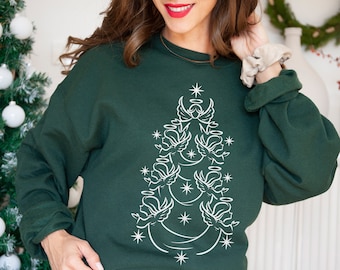 Engel Weihnachten Sweatshirt Weihnachtsbaum Engel Pullover Engel Kern Schutzengel Rundhalsausschnitt Ästhetische Kleidung Engel Geschenke Engel-Liebhaber-Geschenk
