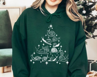 Snail Christmas Hoodie Snail Lover Gift Goblincore Shirt Cottagecore Hoodie Gardening Sweatshirt Cottage Core Clothing Mushroom Gifts