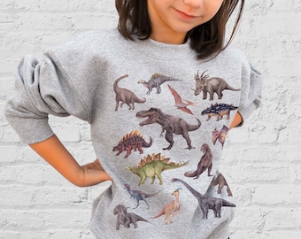 Młodzieżowa bluza z dinozaurem Dziecięca bluza z nadrukiem dinozaura Bluza Trex Bluza Triceratops Bluza Paleontologia Okrągły dekolt Prezenty dinozaurów Prezent T rex